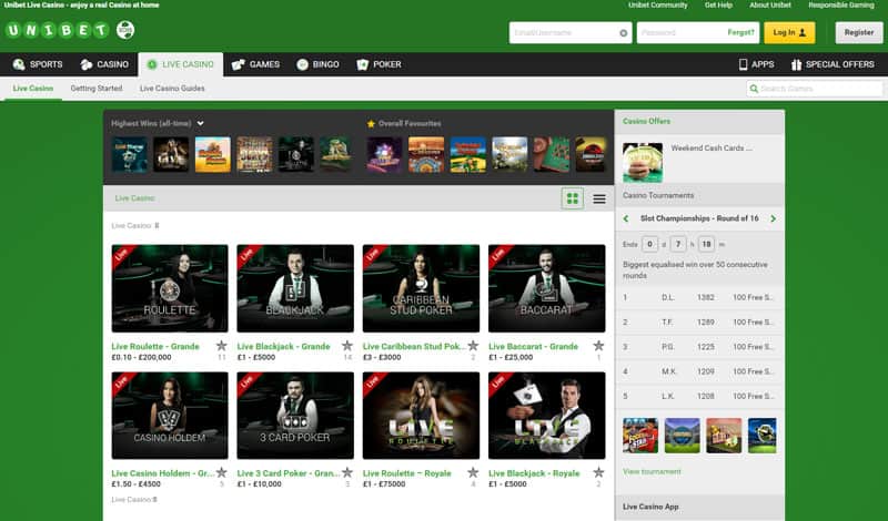 Unibet Live Casino