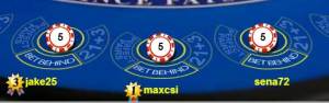 Close up of William Hill Live Blackjack Bet Behind