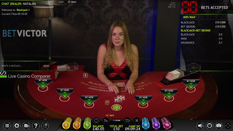 betvictor extreme live casino blackjack