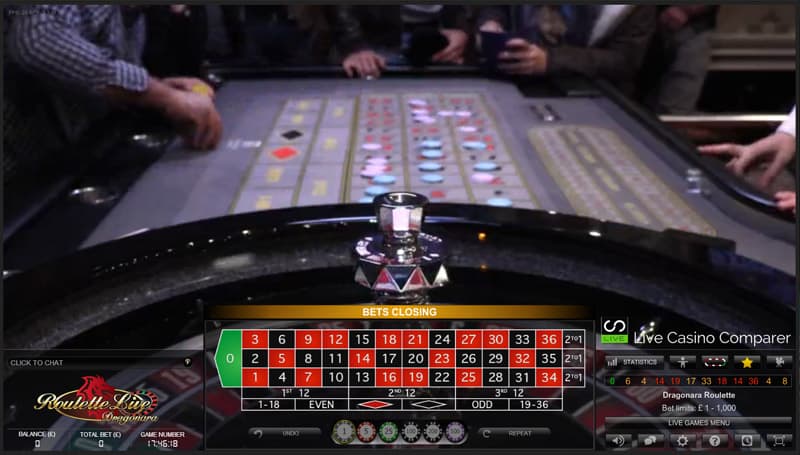 Dragonara roulette player view