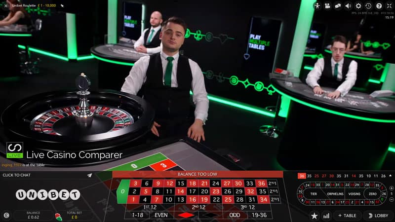 Unibet dedicated Roulette table