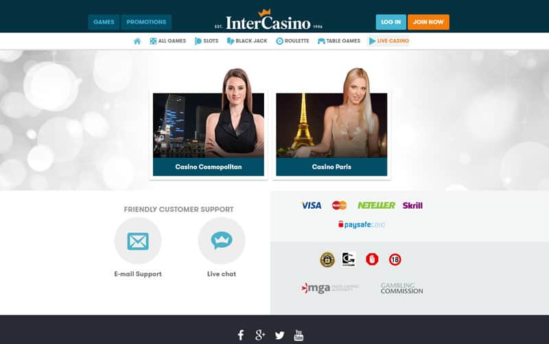 Intercasino Live Casino