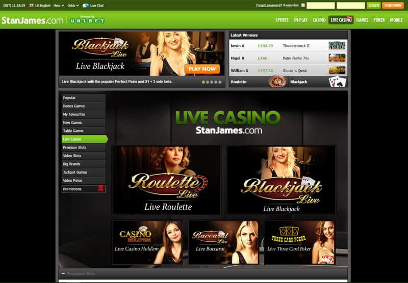 Stan James Live Casino