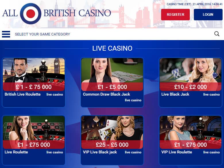 all British live casino