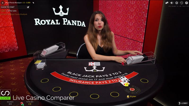 royal panda dedicated live dealer blackjack