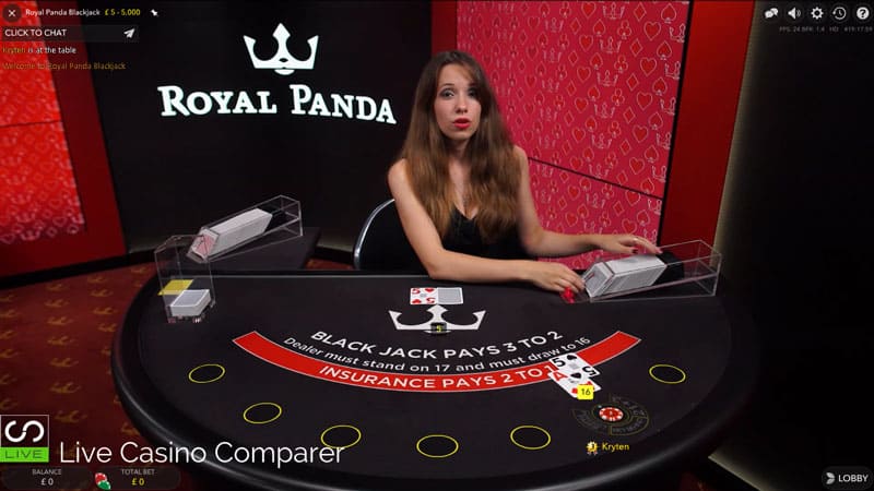 royal panda dedicated live casino blackjack