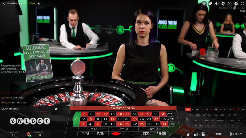 unibet exclusive live roulette table