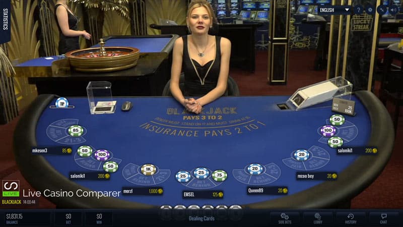 Luckystreak live blackjack table