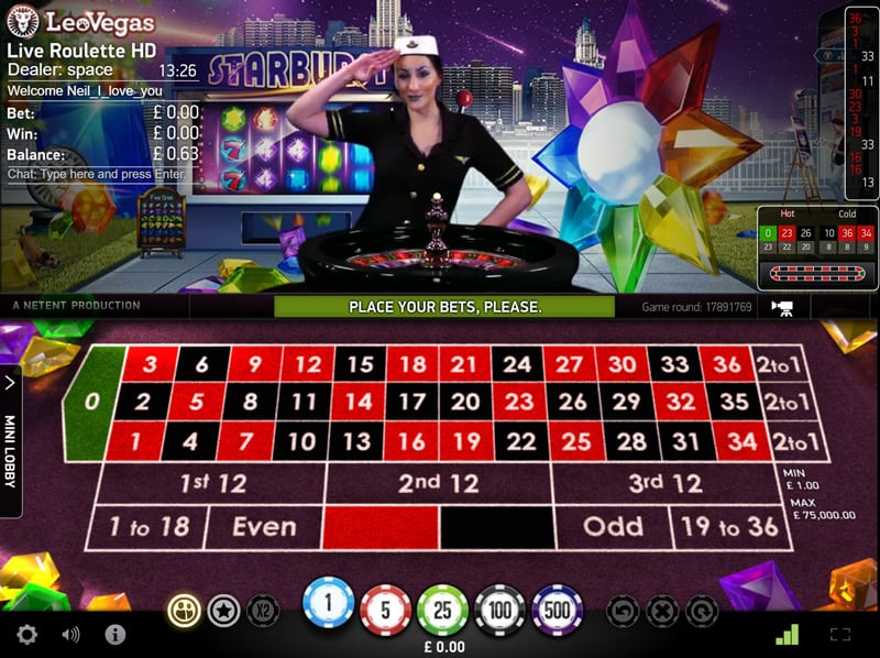 starburst live roulette