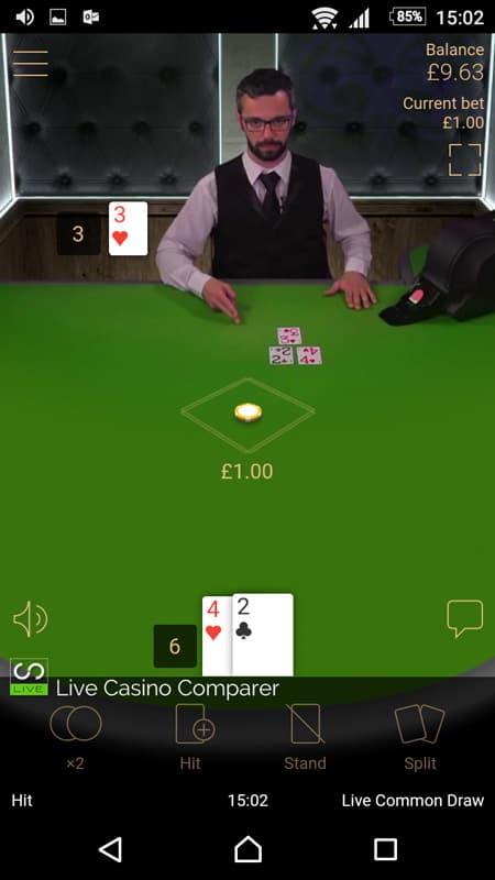 netent mobile live blackjack - portrait view