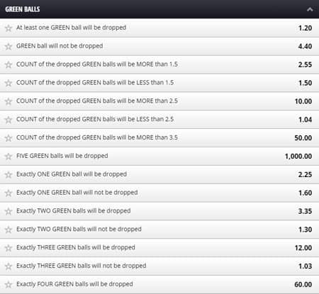 betgames lucky 5 green Balls bet table