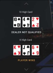 Playtech live 3 card brag hand history