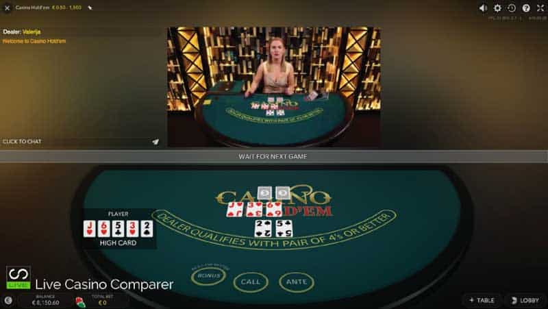 Evolution Live casino Holdem Classic View