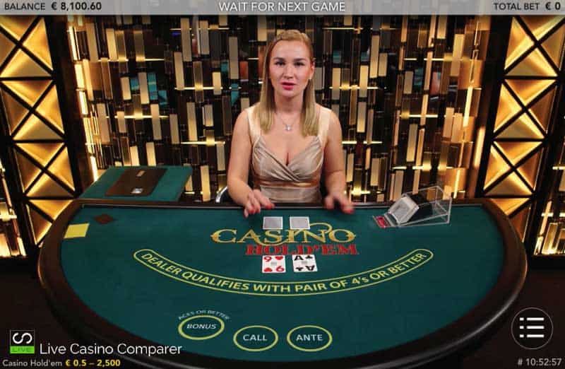 Live Casino Holdem on Tablet