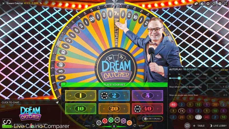 dreamcatcher auto spins uk interface