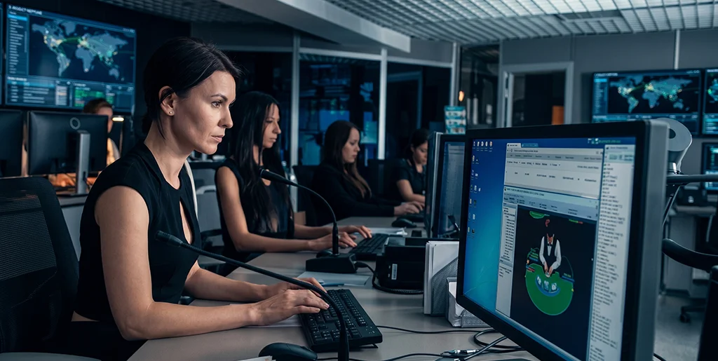 Behind-the-scenes view of the casino monitoring station