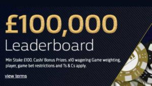 Live Casino £100k leaderboard