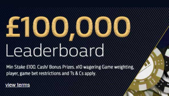 Live Casino £100k leaderboard