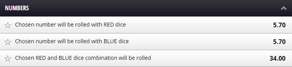 Betgames Dice Duel Numbers Bet