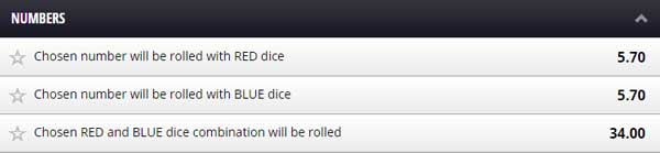 Betgames Dice Duel Numbers Bet