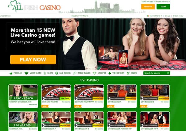 Free play netent live casino games at All Irish Casino