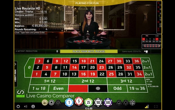 Free play live roulette at All Irish Live Casino