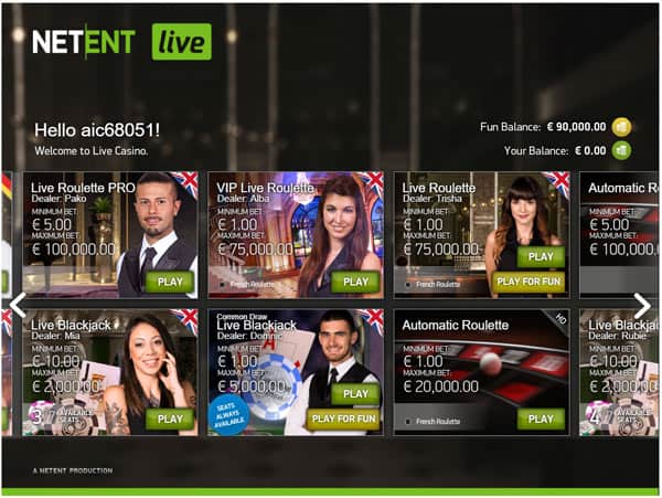 Play Free NetEnt Live Casino Games
