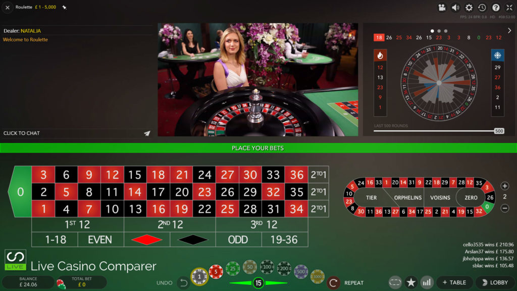 evolution roulette with live dealer in classic mode