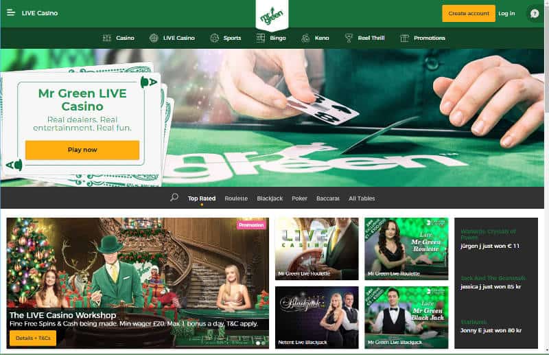 mr green live casino review