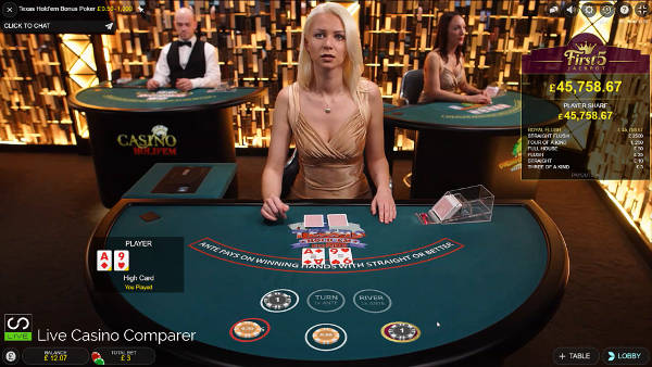 Evolution Live Texas Holdem Bonus poker 2nd Round