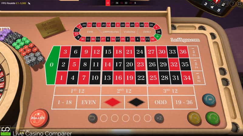Evolution Gaming FPG Roulette playing interface