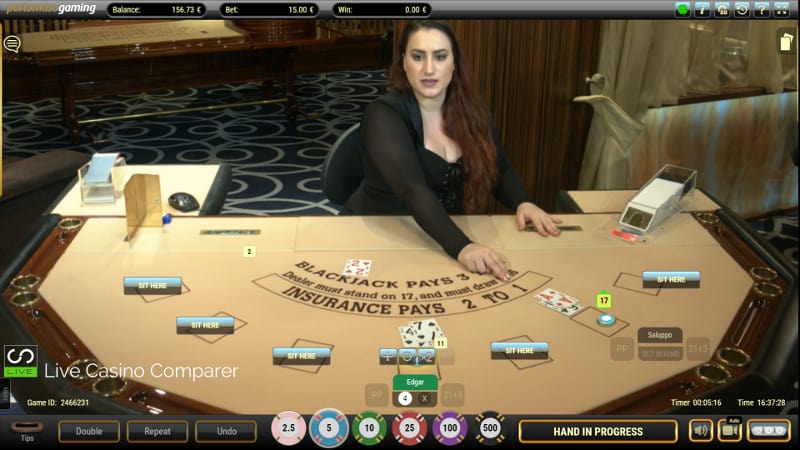 portomaso oracle live blackjack dealer in full screen