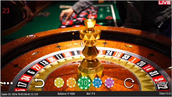 view of the wheel on live foxwoods roulette