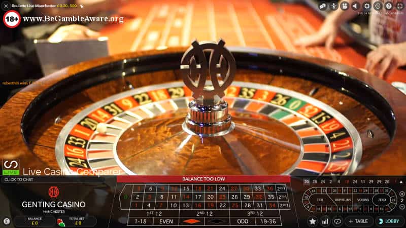 Genting Live Roulette Manchester wheel