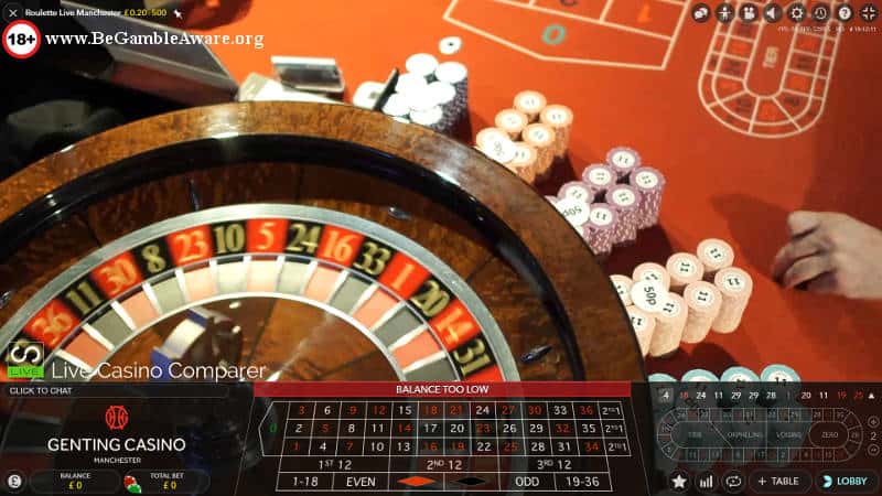 Genting Live Roulette Manchester with chips