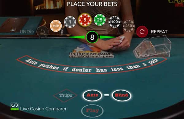 evolution live ultimate texas hold'em betting