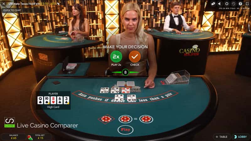 evolution live ultimate texas hold'em 2nd betting position