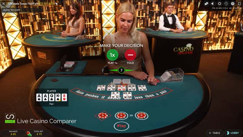 evolution live ultimate texas hold'em 3rd betting decision