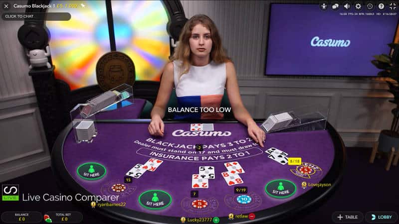 casumo dedicated live blackjack