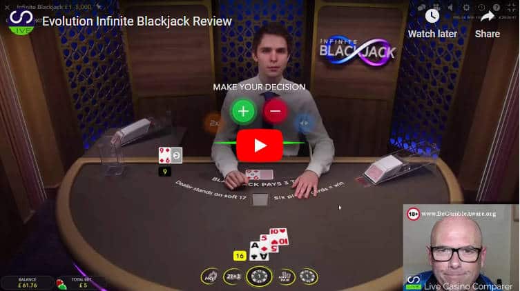 evo infinite blackjack video