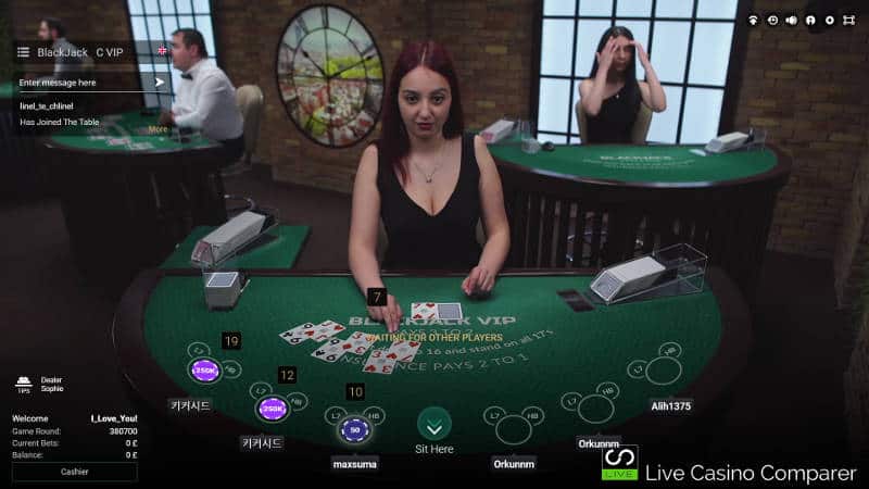 blackjack table at betconstruct