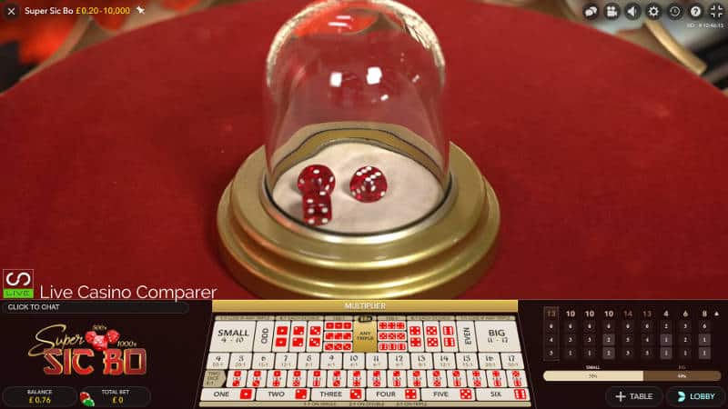 close up of dice machine sic bo