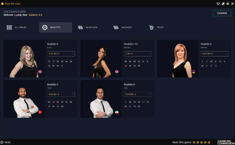 betconstruct live roulette lobby