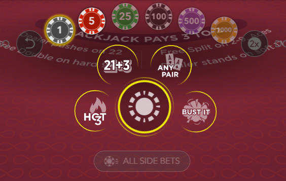 free bet blackjack side bets