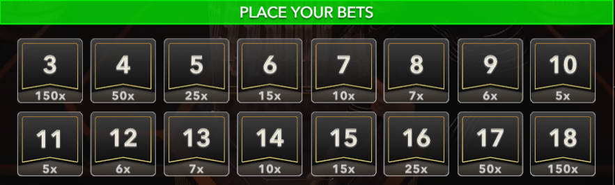 lightning dice betting grid