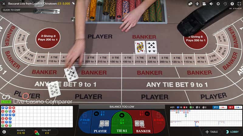 gentingbet live baccarat overhead view