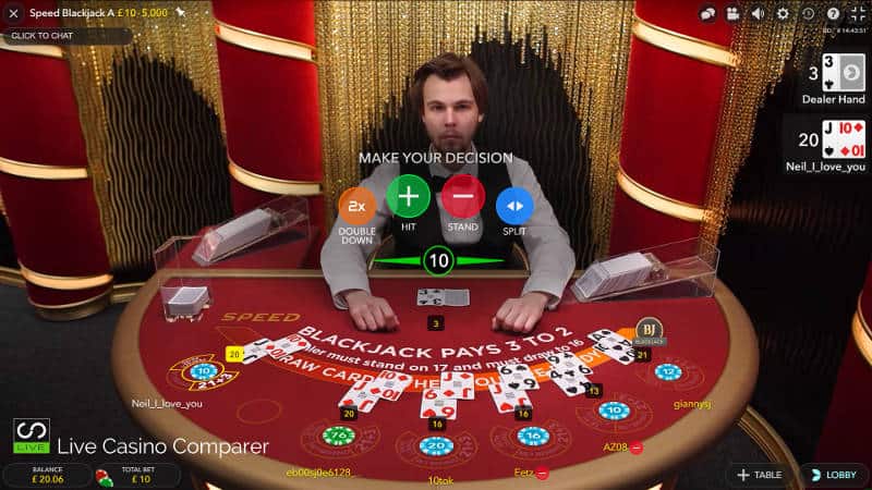 live dealer speed blackjack