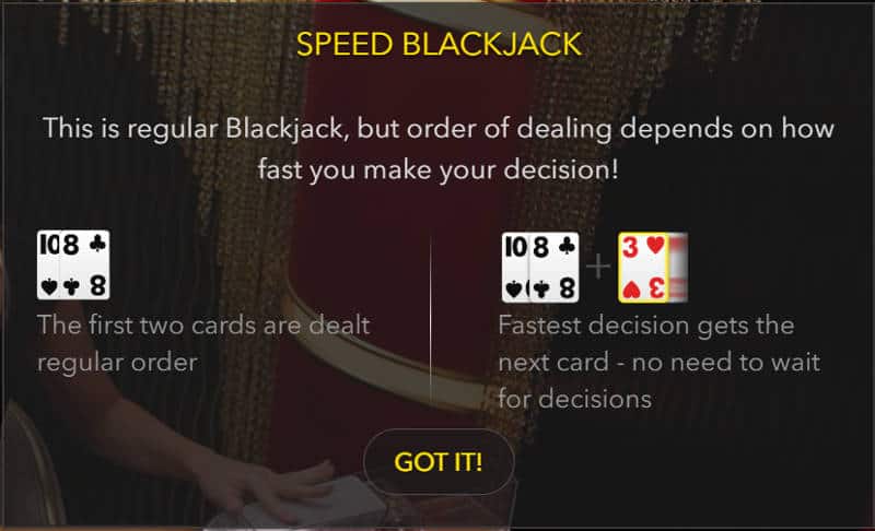 speed blackjack rules