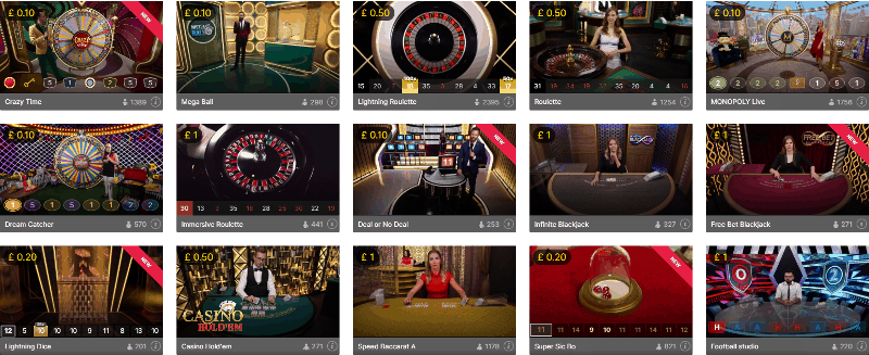 popular rtp live casino games