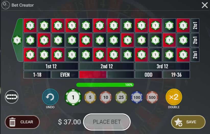 betbuilder on spin & Win roulette